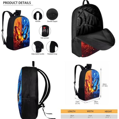 Cool Butterfly Kids Backpack Set Girls 3 PCS Kids Backpack with Lunch Box Pencil Case Large Capacity Bookbag Casual Daypack for Elementary School Students - color: Cool Butterfly