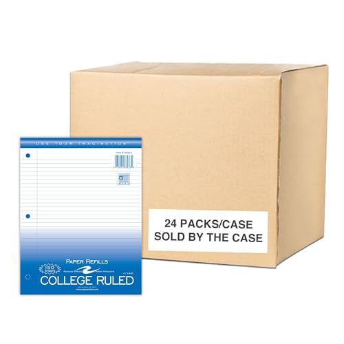 Roaring Spring Loose Leaf Paper, 11" x 8.5", 150 Sheets Per Pack, 15 lb White College Ruled Filler Paper With Margin, 3-hole Punched, Proudly Made in the USA (Case of 24 Packs)) - size: 150 Sheets (Pack of 24), style: Case