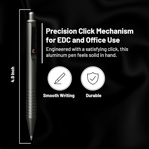 Everyman Grafton Gunmetal Mini Click Refillable 0.7mm Gel Pen | Compact Aluminum Pen with Deep Grooved Grip for Smooth Writing | Pocket EDC Ink Pen for Office, Travel, Journaling & Daily Use - color: Gunmetal, style: Mini Click