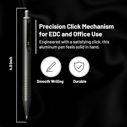 Everyman Grafton Gunmetal Mini Click Refillable 0.7mm Gel Pen | Compact Aluminum Pen with Deep Grooved Grip for Smooth Writing | Pocket EDC Ink Pen for Office, Travel, Journaling & Daily Use - color: Gunmetal, style: Mini Click