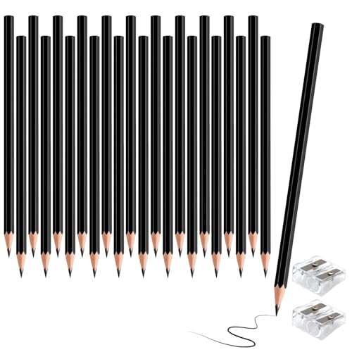 24 Pack Black Colored Pencils for Kids, Pre-sharpened Art Pencils Back to School Supplies Set, Drawing Sketching Pencils for Students, Teachers, Classroom - color: black