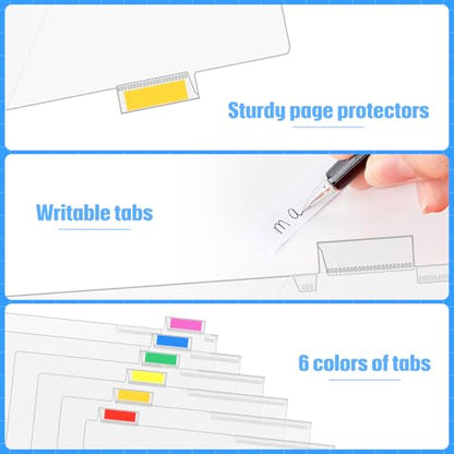 Chuangdi 20 Sets Binder Dividers with Tabs Pockets 6 Tab Plastic Dividers for 3 Ring Binder for School Office Document Organizers Protection (Clear) - color: Clear