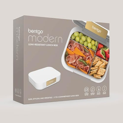 Bentgo® Modern - Leak-Resistant Bento Lunch Box For Adults, Teens, & Larger Appetites; Reusable BPA-Free Meal Prep Container with 3 or 4 Compartments, Dishwasher/Microwave Safe; 5 Cups (White) - color: White