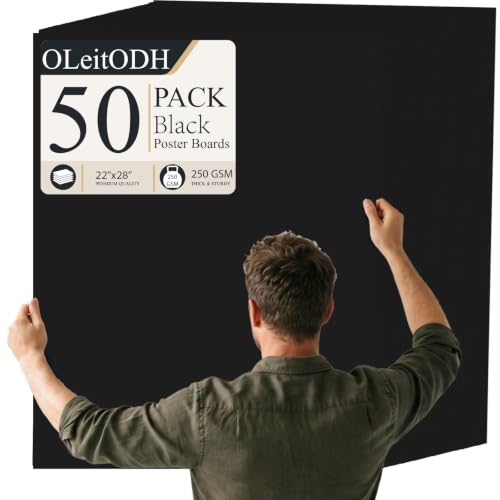 50 Sheets Black Poster Board 22 x 28 in, Heavyweight 250 GSM | Solid-colored heavyweight poster board for signs, school projects, vision boards, presentations, and art crafts. - color: Black, size: 22 x 28 Inch - 50 Sheets