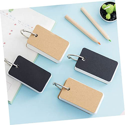 Tofficu Student Cards Set 4Pcs Portable Blank Memory Cards Binder Rings Kraft for Learning and Study Supplies
