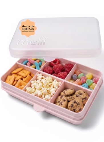 melii Snackle Box | 6-Compartment Divided Snack Container, BPA-Free Food Storage with Removable Dividers for School, Travel & On-the-Go Snacking (Pink) - color: Pink