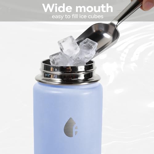 Stainless Steel Water Bottle with Straw Lid, 18oz Insulated Vacuum Bottle with Carrying Loop, Dishwasher Safe，uitable for use in schools, Offices, and outdoor activities (BLUE) - color: Blue