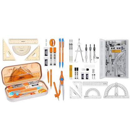Nicpro 17 PCS Compass Geometry Set with Case + Nicpro 22 PCS Compass Geometry Tools with Case