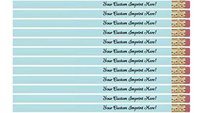 Express Pencils™ Personalized Pencils Round Custom Imprinted with your Name - Text - Logo - Message- 12 pkg - Includes Personalization - Great Gift Idea (Pastel Blue) - color: Pastel Blue