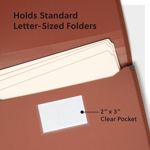 Smead Tuff Premium Poly Wallet, Accordion File Organizer for File Folders, Letter Size, 5-1/4 inch Expansion, Office Supplies, Document Organizer (73788) - size: Letter, style: Redrope