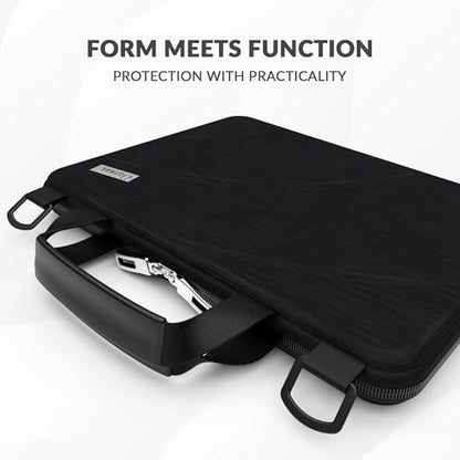 UZBL 13-14 Inch Always-on Chromebook Protective Hard Case with Adjustable Shoulder Strap and Carrying Handles - color: Black Fabric