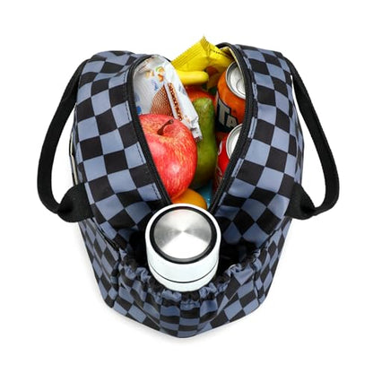 CAMTOP Boys Lunch Box Kids Insulated Lunch Bag Kids Cute Lunchbox for Boys Loncheras Para Niños - color: Gray Check