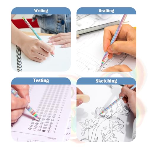 ECOTREE Pencils #2 Pre-Sharpened Pencils for Kids Cute Rainbow Pencil Number 2 Pencil for School, Writing, 12 Count