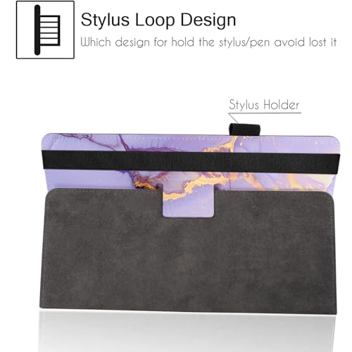 Universal 10 10.1 Inch Android Tablet Case,Slim Folding Stand Cover for All 9"-10.5" Touchscreen Tablet Case with Stylus Pen Holder,Purple Marble - color: Purple Marble