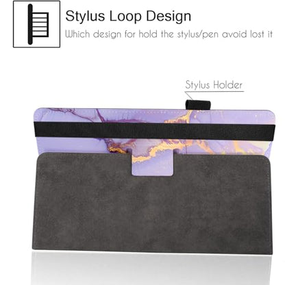 Universal 10 10.1 Inch Android Tablet Case,Slim Folding Stand Cover for All 9"-10.5" Touchscreen Tablet Case with Stylus Pen Holder,Purple Marble - color: Purple Marble
