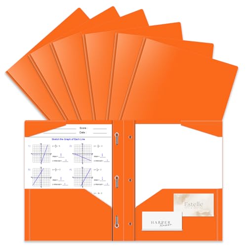 Briartw 6-Pack Orange Pocket Folders with Brads, Letter Size, Bright & Fun for Student Organization, Elementary School, Homeschool, Creative Assignments - color: Orange