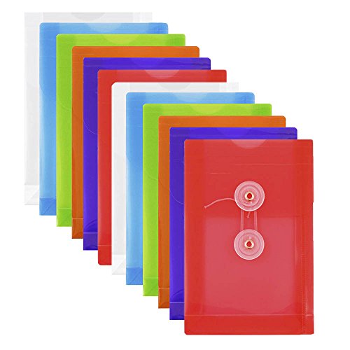 JAM PAPER Plastic Envelopes with Button & String Tie Closure - 4 1/4 x 6 1/4 - Assorted Colors - 12/Pack - color: Assorted 12/Pack, size: 4 x 6