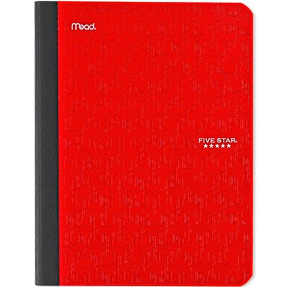 Five Star Composition Book + Study App, 4 Pack, Wide Ruled Paper, 7-1/2" x 9-3/4", 80 Sheets, Forest Green, Tidewater Blue, Fire Red and Harvest Yellow (950033B-ECM) - size: 4 Pack, style: Wide Ruled