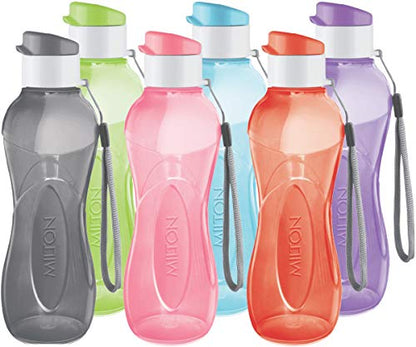 MILTON Water Bottle Kids Reusable Leakproof 12 Oz Plastic Wide Mouth Large Big Drink Bottle BPA & Leak Free with Handle Strap Carrier for Cycling Camping Hiking Gym Yoga - color: Multicolor