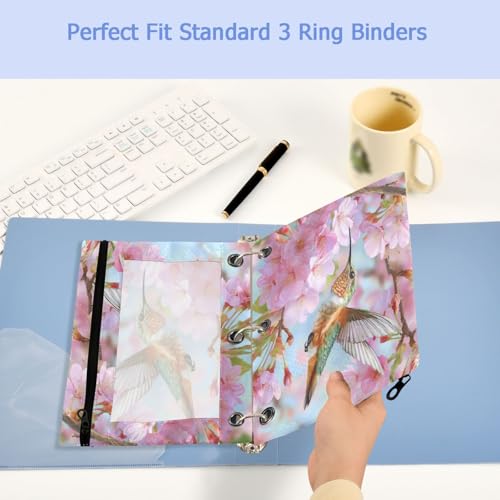 Studying 2 Pack Natural Pink Cherry Blossom Hummingbird 3 Ring Binder Pencil Pouch Bags,Clear Window Zipper Storage Case for Boys Girls School Office Supplies Cosmetics Organizers - color: Multi-hummingbird