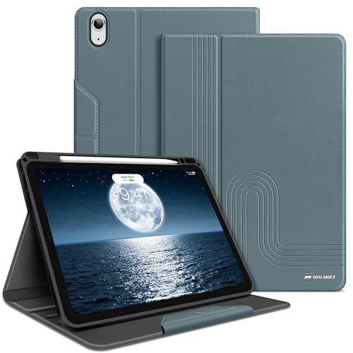 H HOLIMET Case for iPad Air 11 inch 2026 M4/M3/M2 (2025/2024)/iPad Air 5th Generation 2022/iPad Air 4th Generation 2020 10.9" with Pencil Holder Soft Back Shockproof Protective Cover Vegan Leather - color: Blue 2nd
