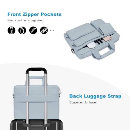 MOSISO Laptop Shoulder Bag 15.6 inch, 15-15.6 inch Computer Bag | Compatible with MacBook Pro 16 inch, HP, Dell, Lenovo with 2 Raised&1 Flapover&1 Horizontal Pocket&Handle&Belt, Baby Blue - color: Baby Blue, size: 16 inch