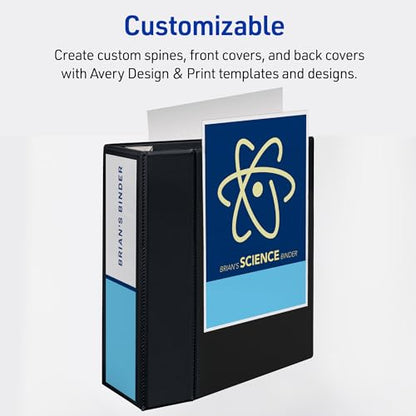 Avery Heavy-Duty View 3 Ring Binders, 5 Inch One Touch EZD Rings, 1,050-Sheet Capacity, 2.3/4.8 Inch Wide Spine, Customizable Clear Cover and Spine, Green Binders (2-Pack of 79111) - color: Green, size: 5"