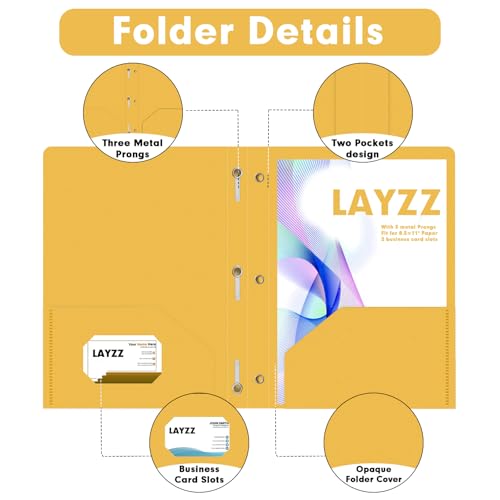 Plastic 2 Pocket Folders with Prongs, 30 Pack, Heavyweight, Letter Size Poly Folders with 3 Metal Prongs Fastener Clips (Yellow) - color: Yellow
