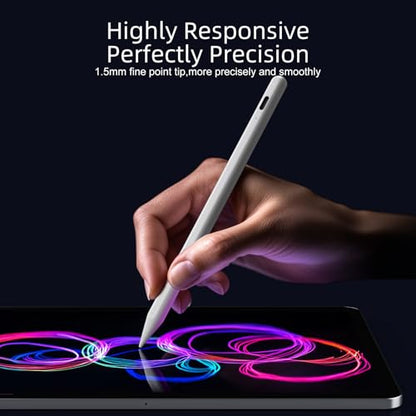 Jamjake Stylus Pen for iPad 6-11th Gen 2X Fast Charge, Palm Rejection-White | Tilt Sensitivity, USB-C Charge, Compatible with 2018-2026 Apple Pencil iPad Pro 11/12.9/13, Air 3/4/5/M2/M3/M4, mini 5/6/7 - color: White