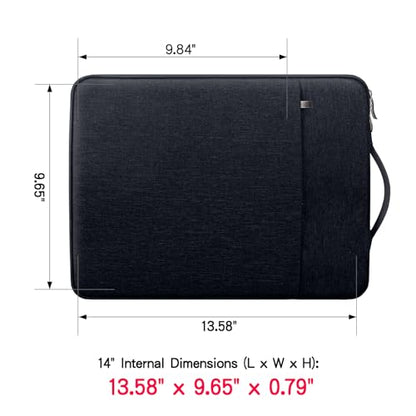 RAINYEAR 14 inch Laptop Sleeve Carrying Case with Handle & Pocket, Black | Protective Padded Polyester Laptop Sleeve Case Briefcase Compatible with 14 Inch Notebook Computer Chromebook - color: Black, size: 14"