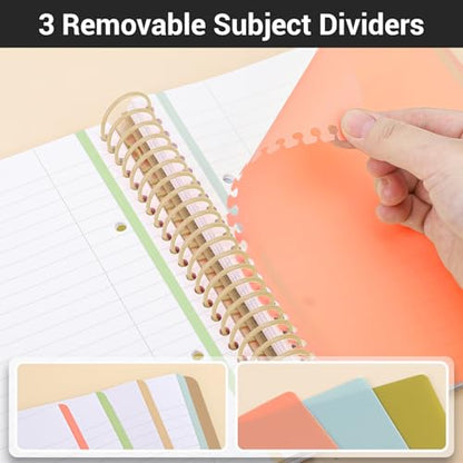 EUSOAR Spiral Notebook, 1 Pack A5 7.3" x 8.1" College Ruled Notebook with Dividers, Hardcover Cute Notebook 240 Pages 90gsm Thick Paper with Pocket for Math, Science and Engineering Students-Yellow - color: Yellow, style: A5 Lined
