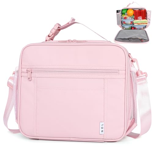 Lightweight Insulated Lunch Bag, Reusable Lunch Box 7L Cooler with Adjustable Shoulder Strap, Waterproof Zipper Lunch Bag for School & Work, Suitable for Men, Women and Kids - color: Pink, size: Horizontal (7 Liters)