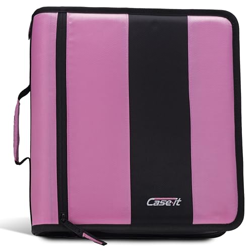 Case-it Classic Zipper Binder | 2-Inch O-Rings, 350 Sheet Capacity, Multiple Storage Pockets & Shoulder Strap | School & Office Organizer | D-251 Light Pink - color: Light Pink, size: 1 Pack