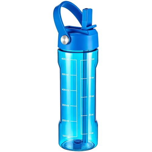 GOPPUS 20oz Clear Water Bottle with Flip Straw, Lightweight, Leakproof, Easy Carry and BPA-Free, Tritan Water Bottlefor Sport, Travel, Outside (Navy) - color: Navy, size: 20 Ounces