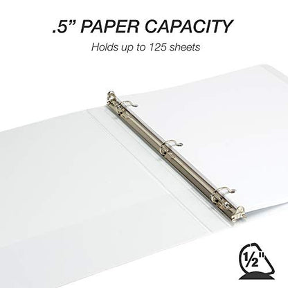 Samsill Durable 0.5 inch 3 Ring Binder, D Ring Binder, 100% Recycled Chipboard, White - color: White, size: 1 Pack, style: 0.5 Inch