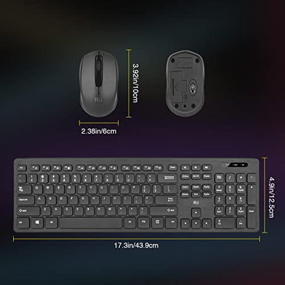 Wireless Keyboard and Mouse Combo - Rii Standard Office PC Keyboard and Optical Wireless Mice (Black) - color: Black