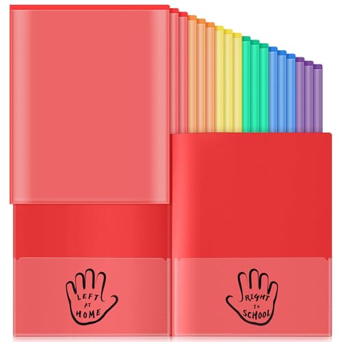 Henoyso 24 Pcs School to Home Folder with Pocket Plastic Heavy Duty Clipboard Folder with Clear Front Pocket Homework Take Home Folders for School Students Parent Teacher Communication(Multicolored) - color: Multicolored