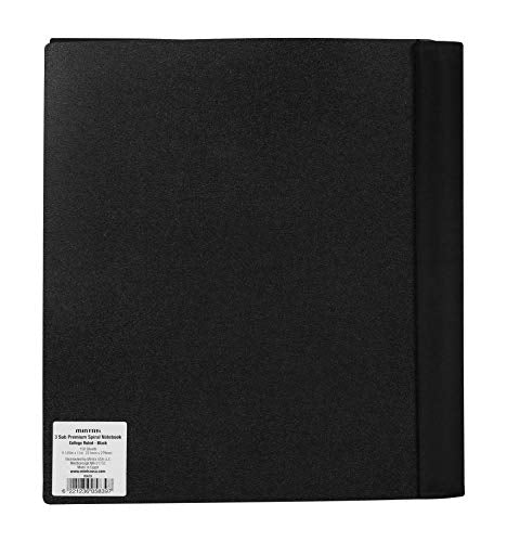 Mintra Office Durable PREMIUM Spiral Notebook, ((Black, 3 Subject, 8.5in x 11in)), Fabric Covered Coils, No Snags, Removable Adjustable Pocket Dividers, Ruler, Organization, Customizable - color: Black, size: 3 Subject (8.5in x 11in)