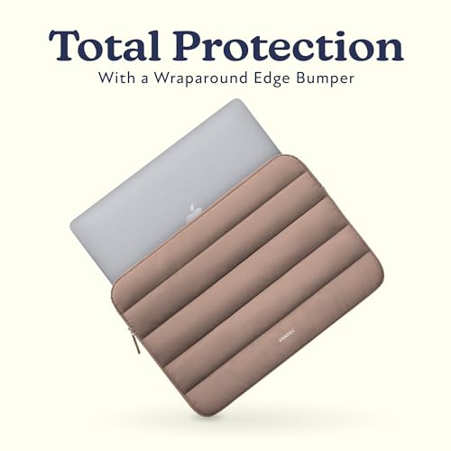 Vandel Puffy Laptop Sleeve Case for 13-14 inch Laptop Sleeve Bag Case 13.3 Inch with Zipper Pocket, Compatible with MacBook Air 13, Pro 14/13 iPad Pro 12.9, HP Dell ASUS, Computer Bag Cover - color: Latte