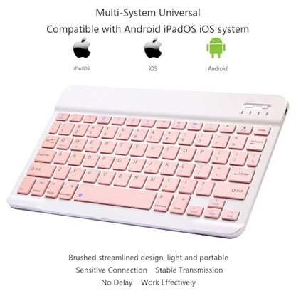 Ultra-Slim Bluetooth Keyboard Portable Mini Wireless Keyboard Rechargeable for Apple iPad iPhone Samsung Tablet Phone Smartphone iPadOS iOS Android (10 inch Pink) - color: 10 inch Pink