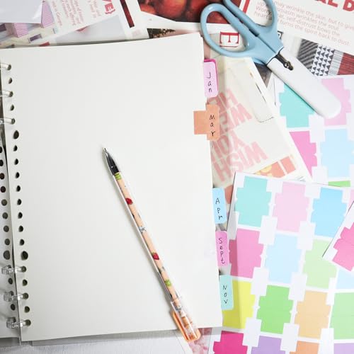 360 Pieces Sticky Blank Monthly Index Tabs Double-Sided Page Markers, Self-Adhesive & Writable Notes Flags for Labeling/Marking/Planing - Multi