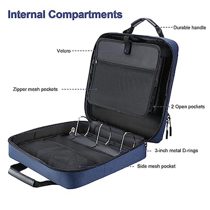 4 Inch 3 Ring Zipper Binder D-Ring, Binder with Strap 800 Sheet Capacity & Multi-Pockets School and Office Binder Organizer, Compatible with 13-Inch MacBook(Patent Design Dark Blue) - color: Dark Blue, size: 4Inch-D-ring