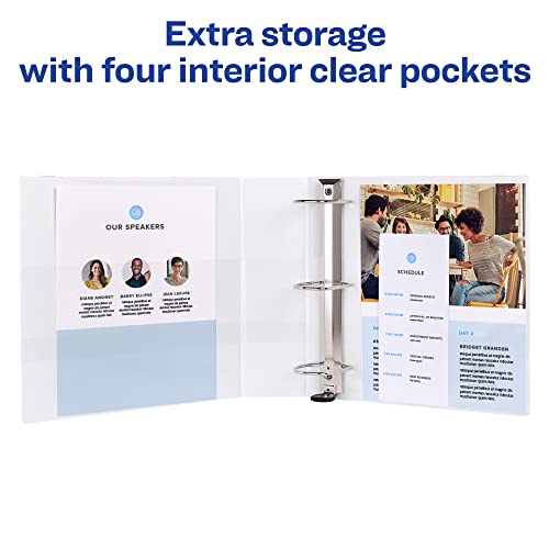 Avery 3 Ring Binder 3 Inch Slant Rings Durable View, White Binder for Home, Office, or School Use, 4 Pack (17030) - size: 3"