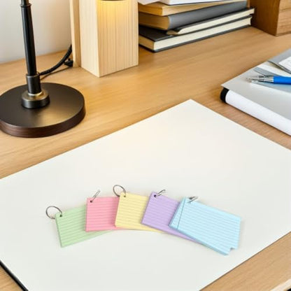 10 Books of 3x5 Colored Blank Index Cards with Ring Binder, Double-sided Ruled Flash Cards Resisting Ink Bleedthrough, 50 Sheets Per Book, for Study Sessions and Office Use