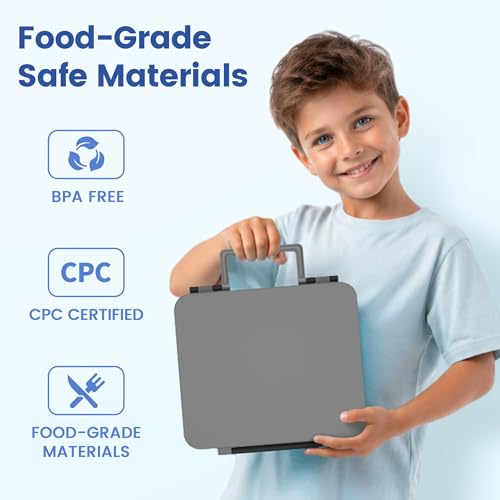LOHASOK Bento Lunch Box Kids with 8oz Soup Thermo, Leak-Proof Lunch Containers with 4 Compartment, Thermo Hot Food Jar and Insulated Lunch Box for School Black - color: Black
