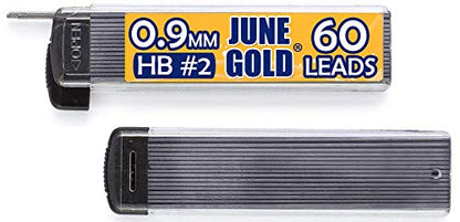 June Gold 72 Mechanical Pencils, 0.9 mm HB #2, 160 Lead & 16 Eraser Refills | 2 Lead Dispensers, Break Resistant Graphite, Convenient Side Click, Soft Non-Slip Grip