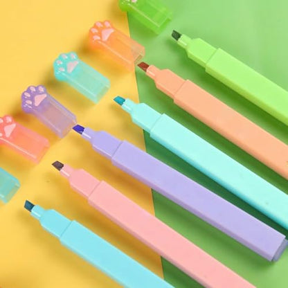 GZBABY Cute Cat Paw Highlighters 12 Pcs, Eye Protector Highlighter with Chisel Tip, 6 Colors