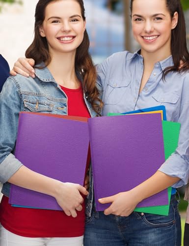 SUNEE 2 Pocket Folders with Prongs (25 Pack, Purple), Paper Folders with 2 Pockets and 3 Prongs Fit Letter Size Paper, Folders with Prongs for School Office Home Business - color: Purple