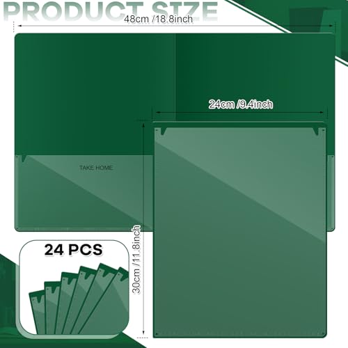 Henoyso 24 Pcs Folders with Pocket School to Home Folder Heavy Duty 2 Pocket Homework Folders with Clear Front Pockets for School Students Parent Teacher Communication (Dark Green) - color: Dark Green