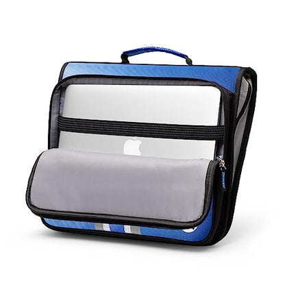 2-Inch 3 Rings Zipper Binder, Holds 15-Inch Laptop, Handle and Shoulder Strap Included, Blue - color: Blue